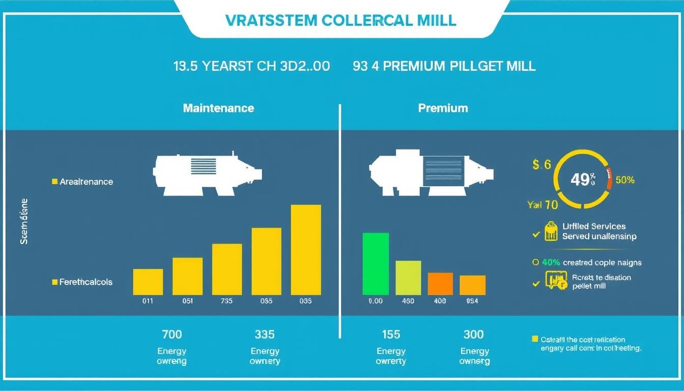 Grafic comparativ al costurilor operaționale pentru granulator furaje standard vs premium