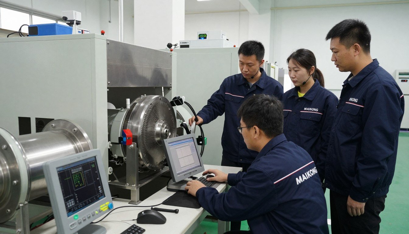 Echipa de suport tehnic MAIKONG oferind asistență pentru echipamentele de producție hrana pentru iepuri granule