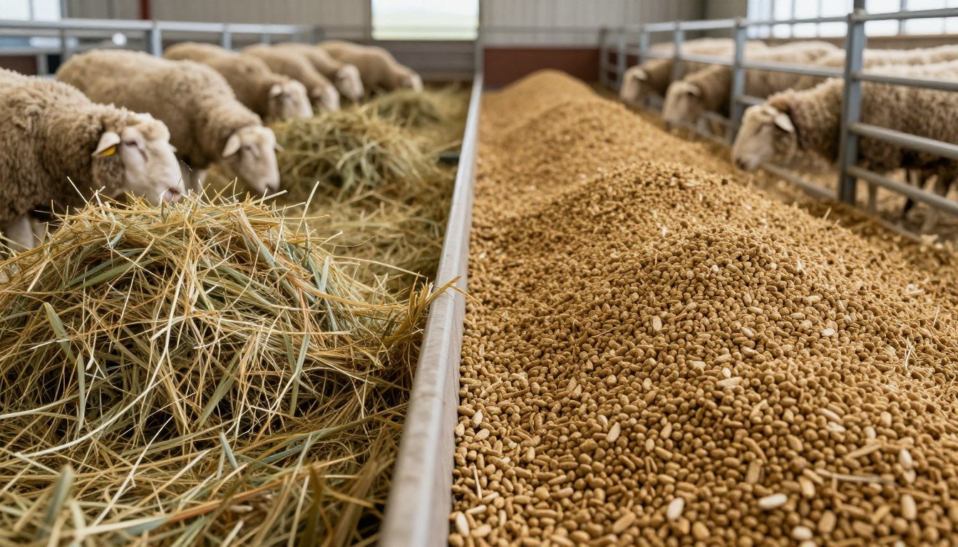 Comparație între fân tradițional și pelete furaje pentru ovine