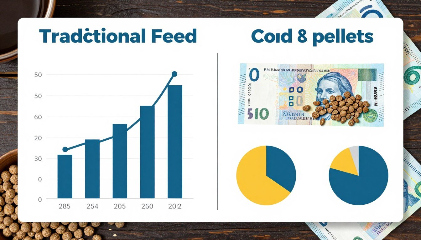 Comparație vizuală costuri furaje tradiționale versus pelete