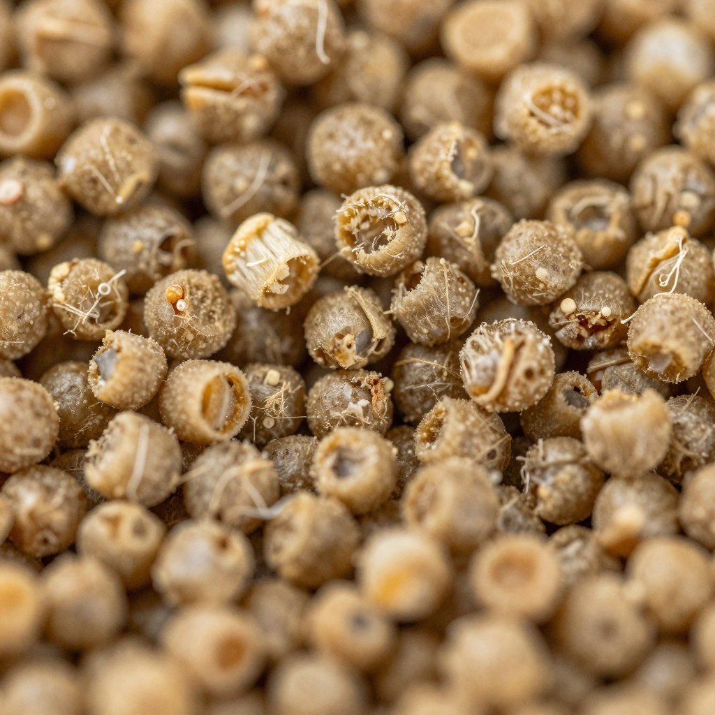 Detaliu microscopic al structurii peletelor de furaje de calitate