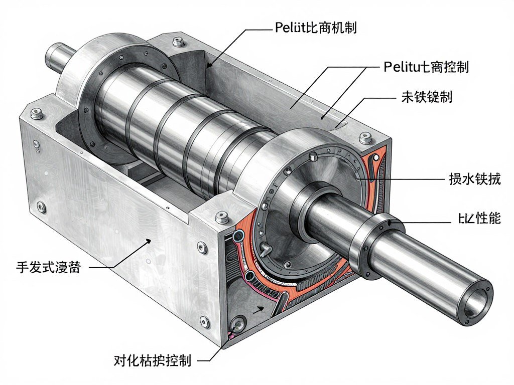 Detaliu role presoare și matriță în secțiune granulator