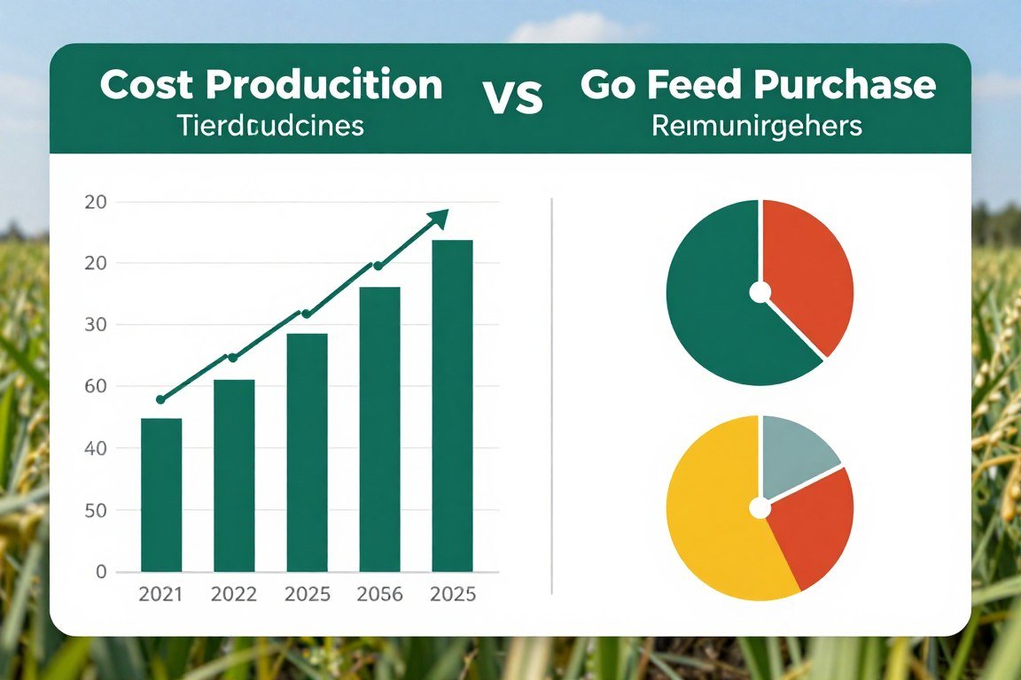 Grafic comparativ costuri producție vs achiziție furaje ovine