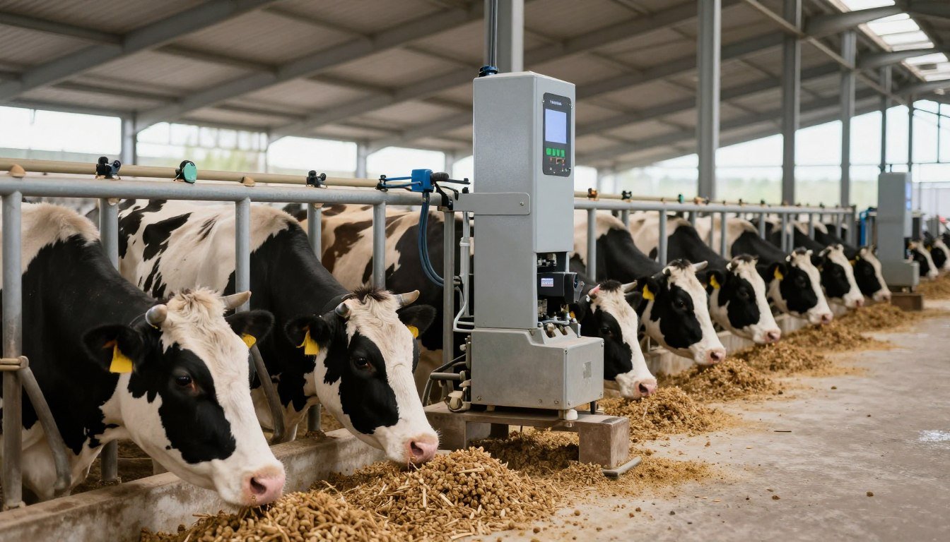 Fermă modernă de îngrășare bovine cu sistem de alimentare TMR granulat