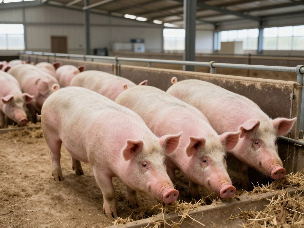 Porci adulți în finisaj la hrănitori Porci adulți în finisaj la hrănitori