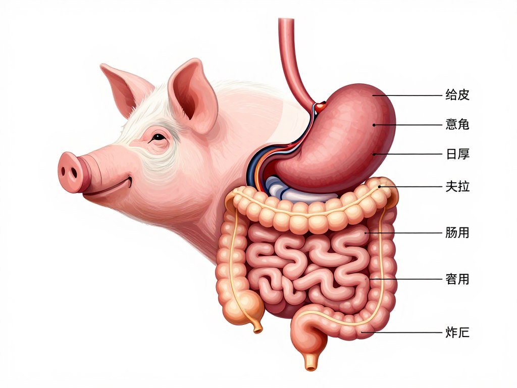 Sistem digestiv porc ilustrație anatomică Sistem digestiv porc ilustrație anatomică